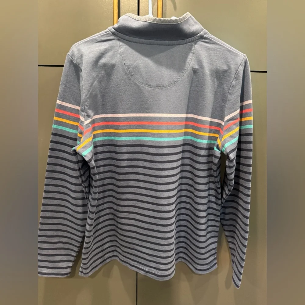 L.L. Bean Women's Lakewashed Double-Knit Quarter-Snap, Stripe Size LP- NWT